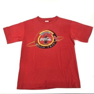 Vintage Coca Cola Single Stitch Road Trip Tee Shirt Top Made in USA Red Large